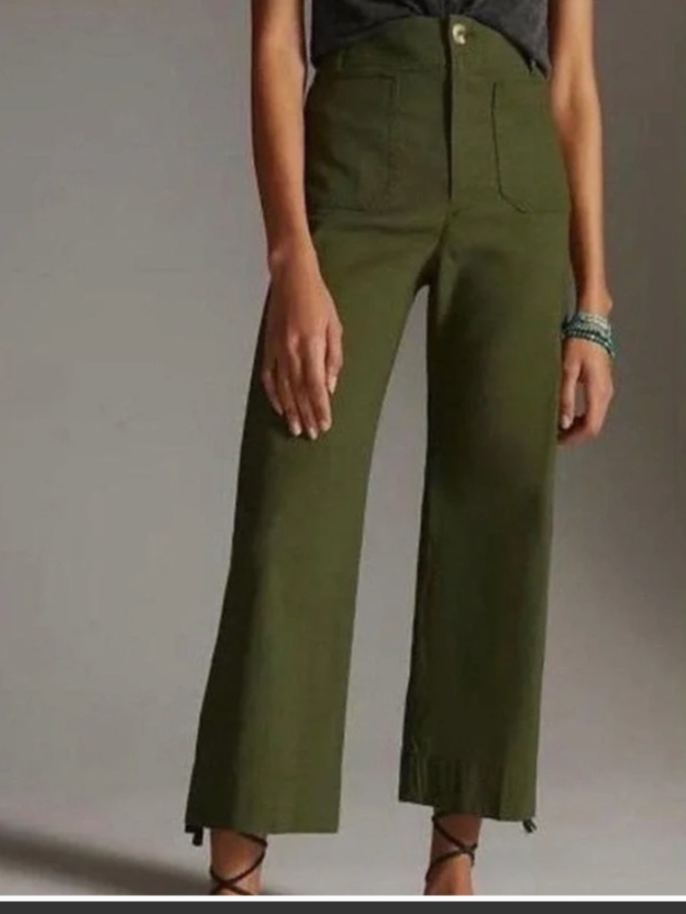 Anthropologie Maeve The Collette Cropped in Olive, Sz 27